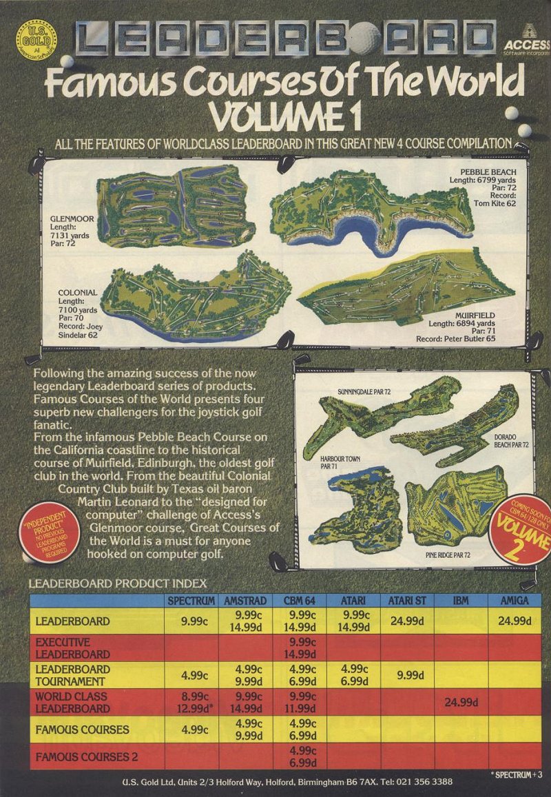 Screen from Leader Board - Famous Courses of the World Volume 1