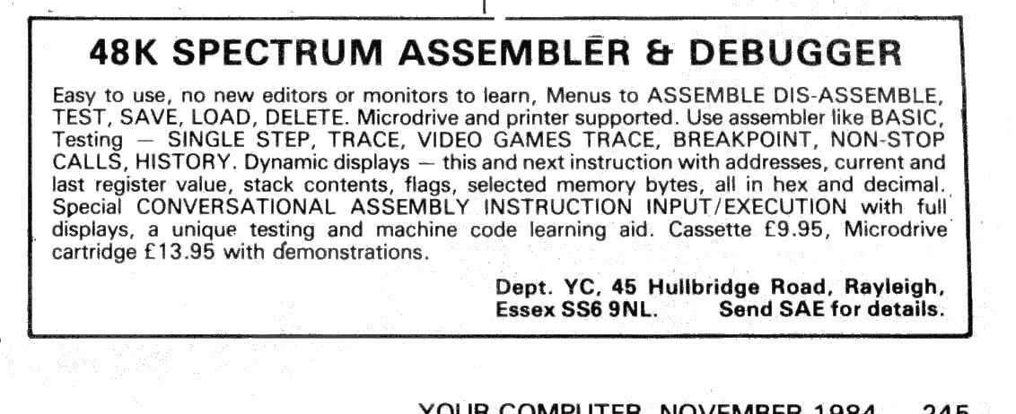 Screen from Assembler and Machine Code Debugger