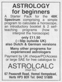 Screen from Astrocalc