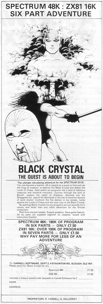 Screen from Black Crystal