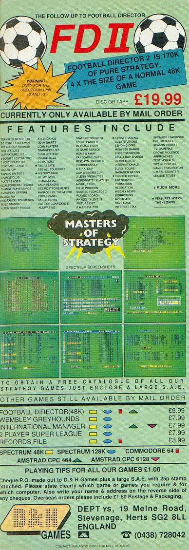 Screen from Football Director II