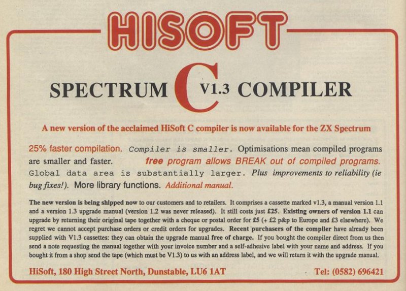 Screen from HiSoft C
