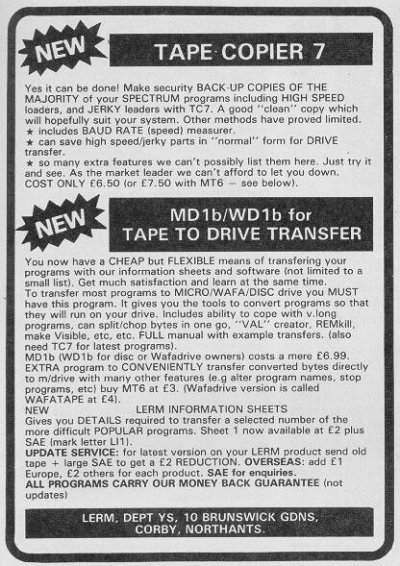 Screen from Lerm Tape Copier 7