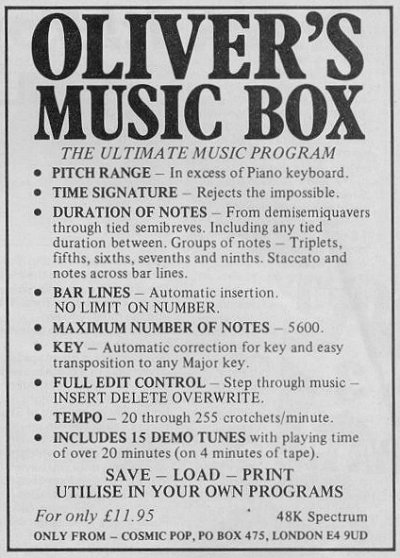 Screen from Oliver's Music Box