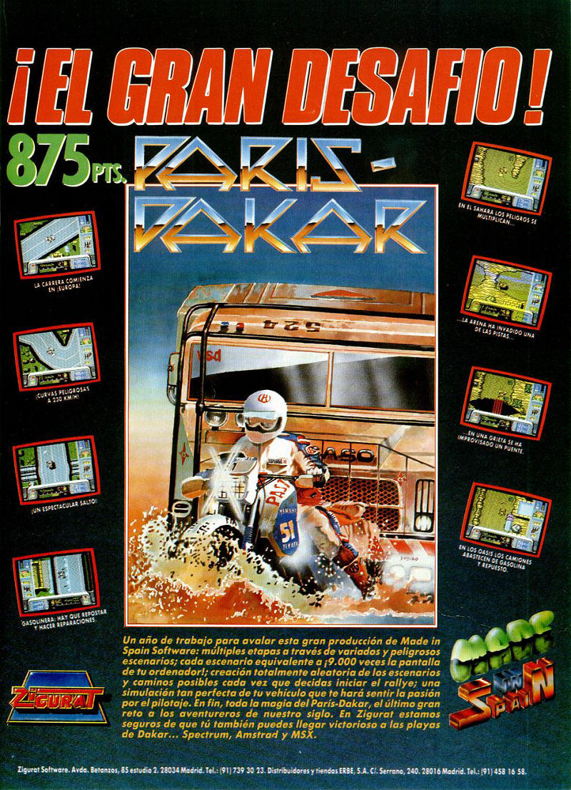 Screen from Paris-Dakar
