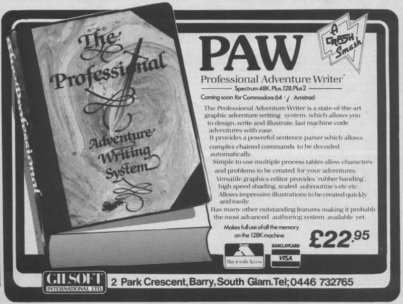 Screen from Professional Adventure Writer