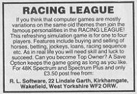 Screen from Racing League
