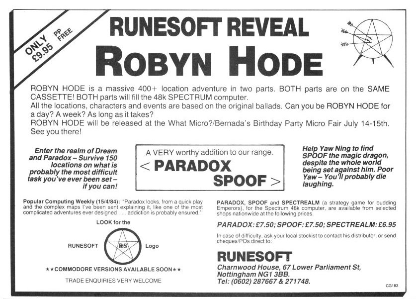 Screen from Robyn Hode
