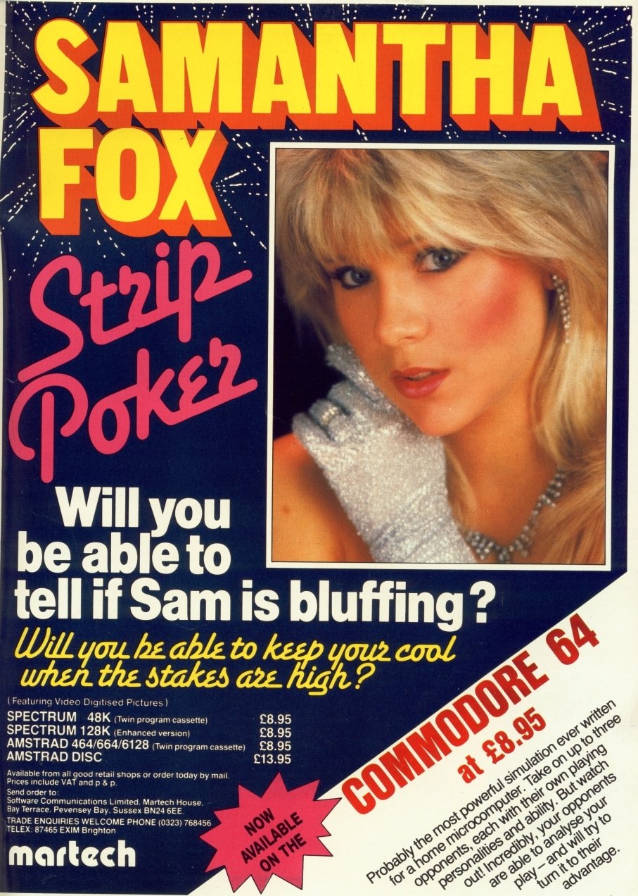 Screen from Samantha Fox Strip Poker
