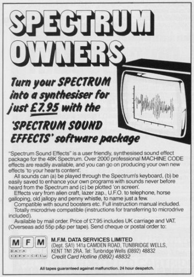 Screen from Spectrum Sound Effects