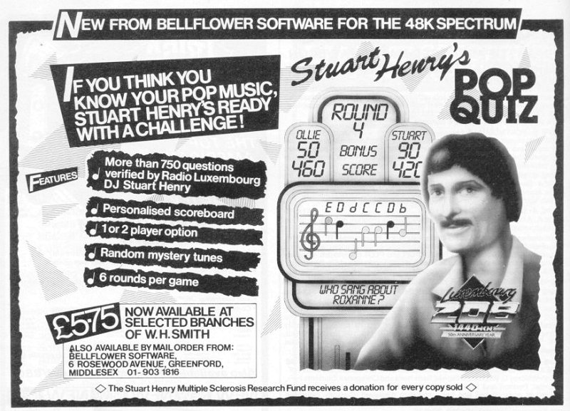 Screen from Stuart Henry's Pop Quiz