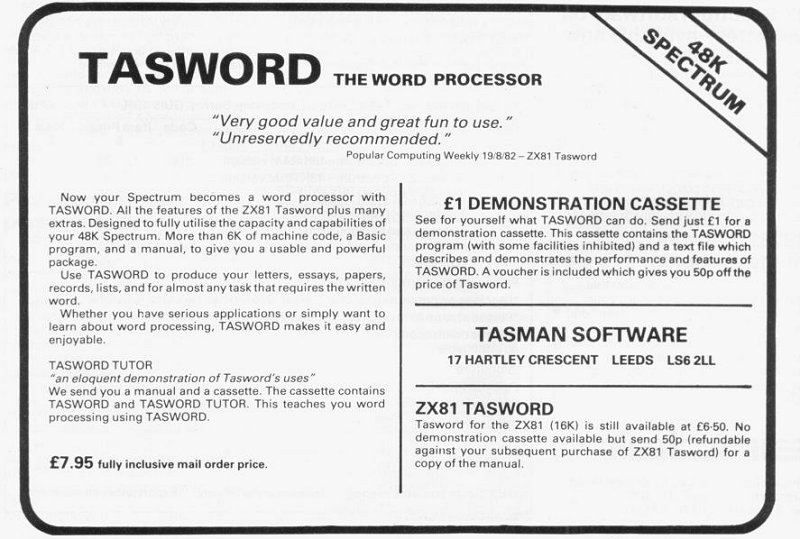 Screen from Tasword