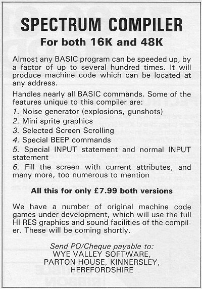 Screen from Wye Compiler