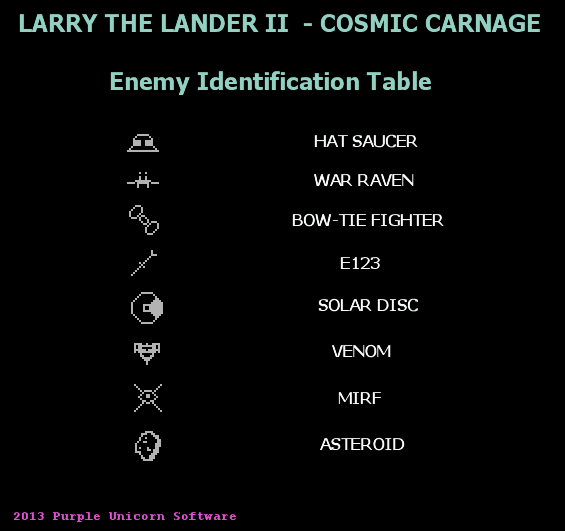 Screen from Larry The Lander II - Cosmic Carnage