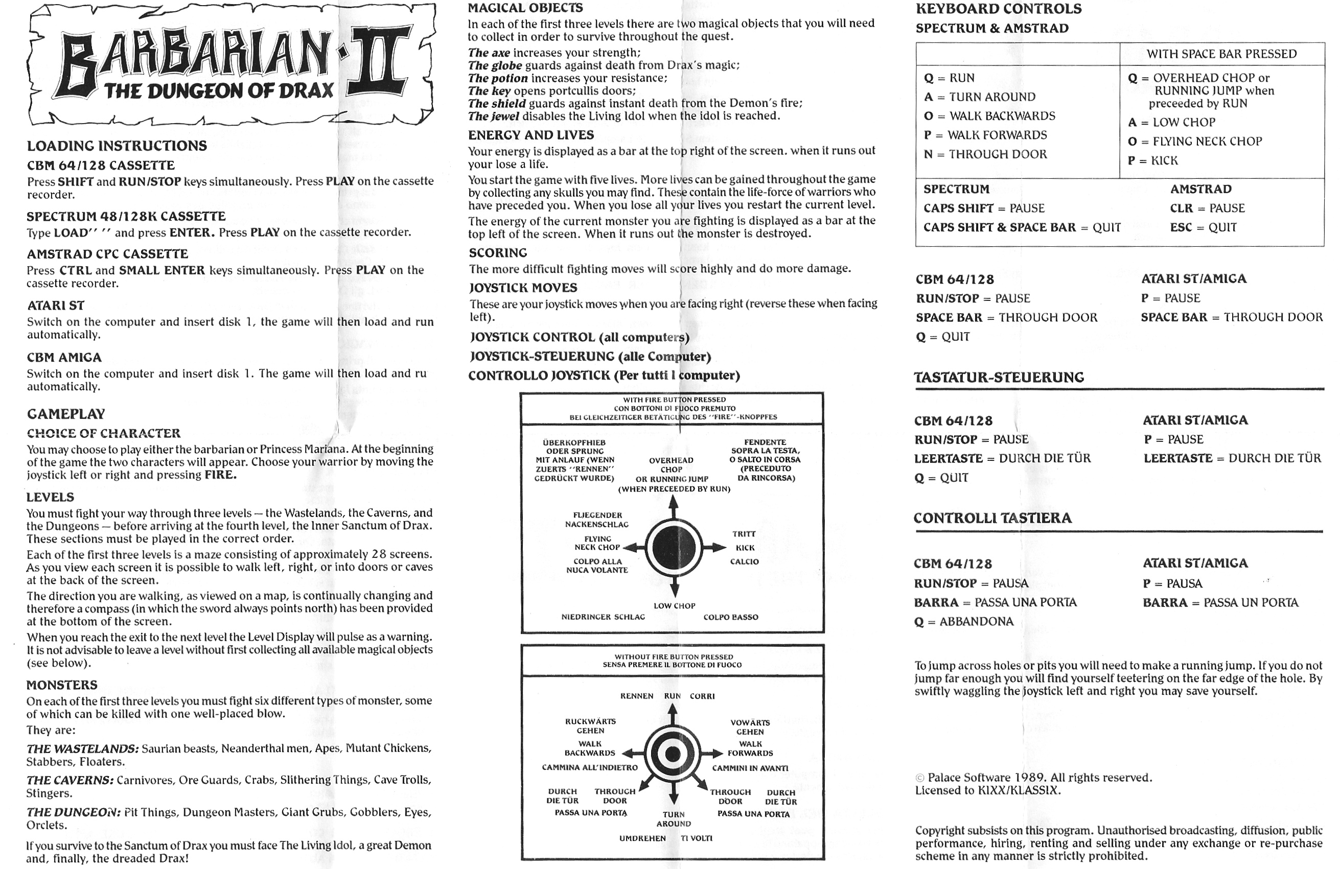 Screen from Barbarian II: The Dungeon of Drax