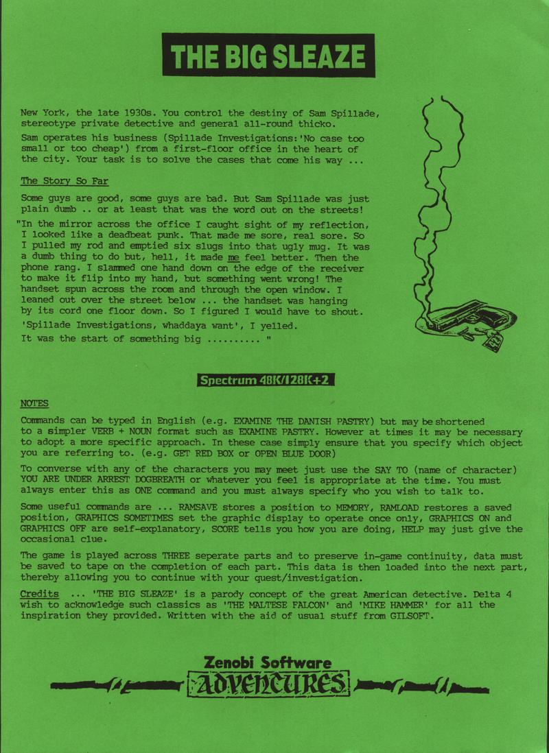 Screen from The Big Sleaze