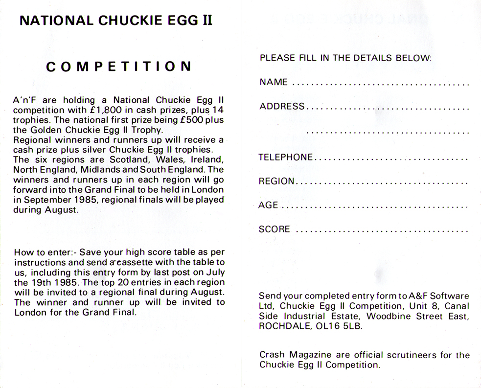 Screen from Chuckie Egg 2