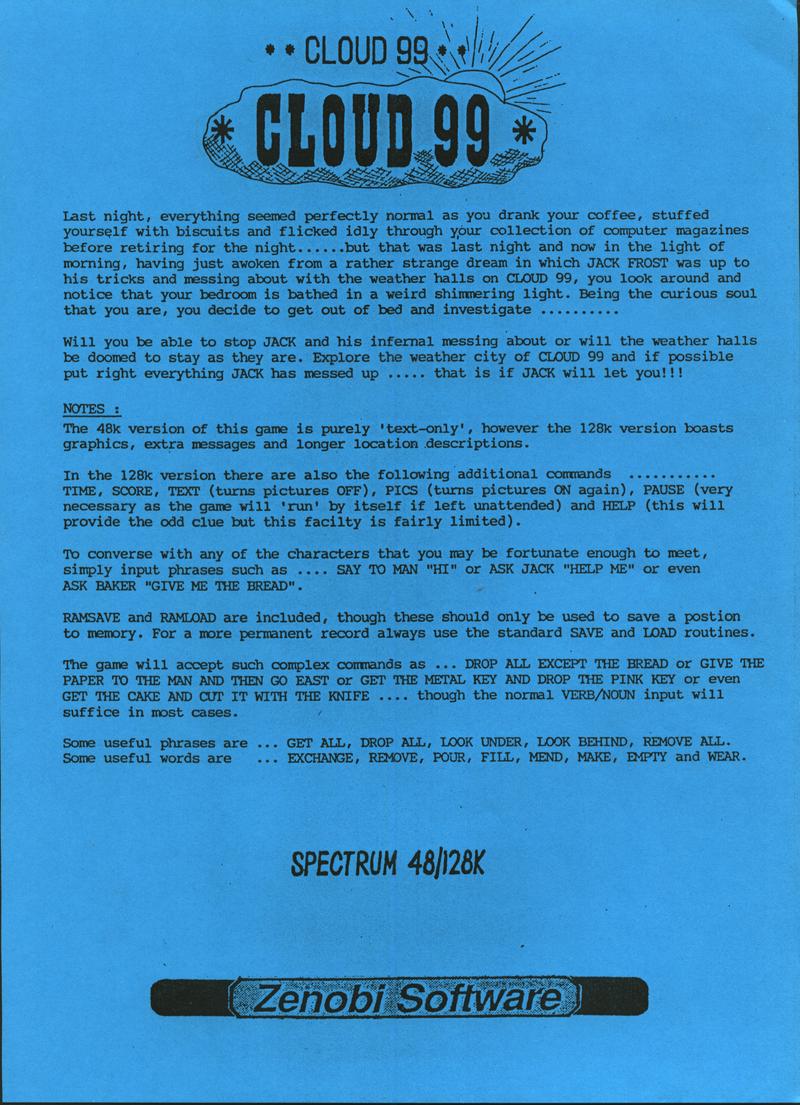 Screen from Cloud 99