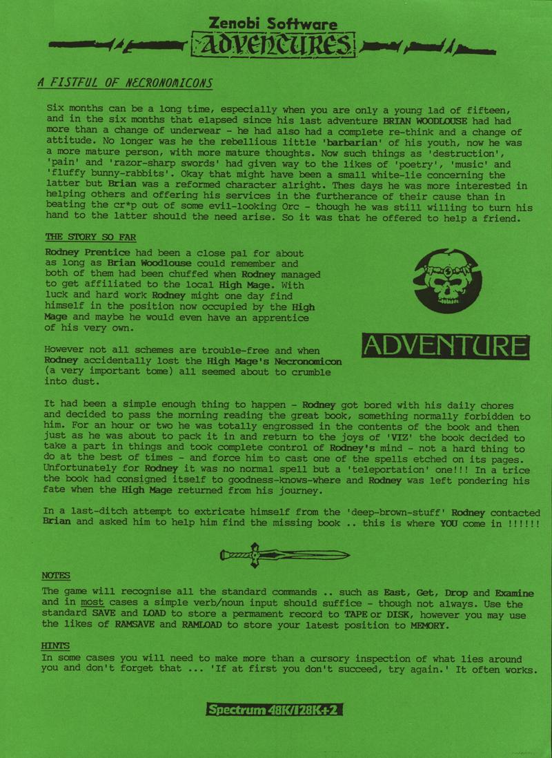 Screen from A Fistful of Necronomicons