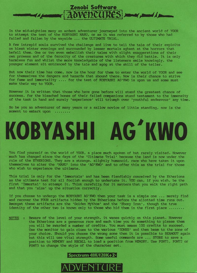 Screen from Kobyashi Ag'Kwo