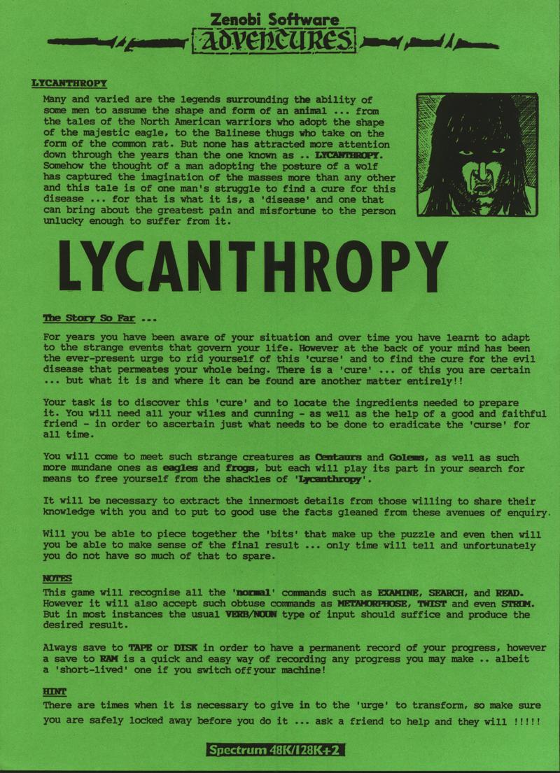 Screen from Lycanthropy