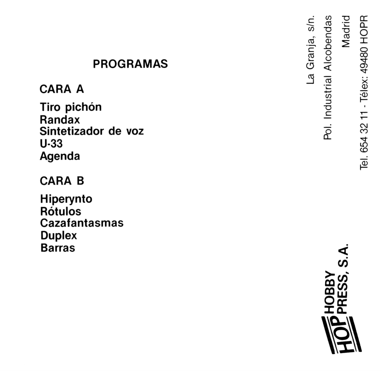Screen from MicroHobby Cassette 01