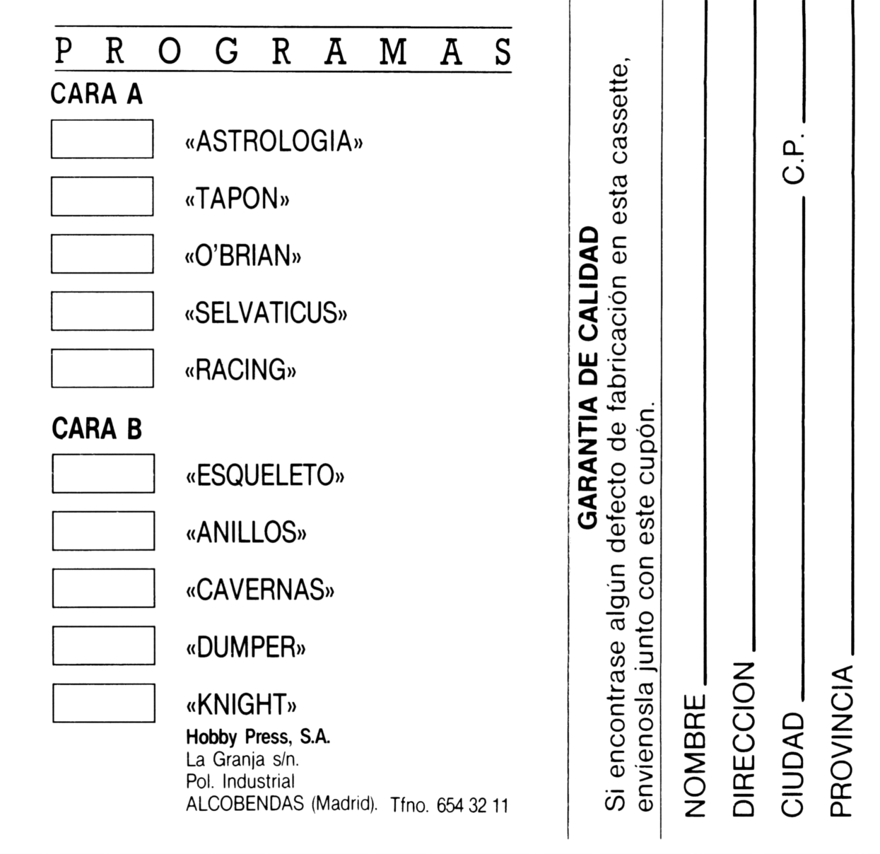Screen from MicroHobby Cassette 12