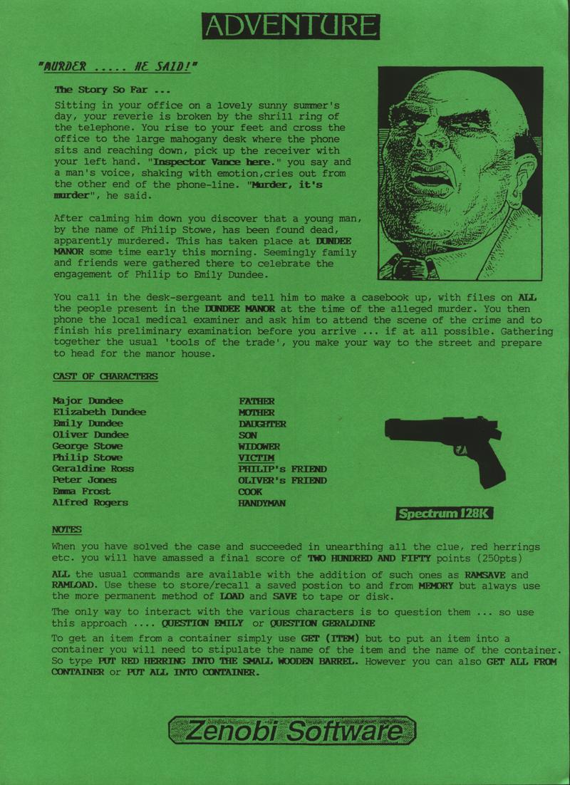 Screen from Murder - He Said