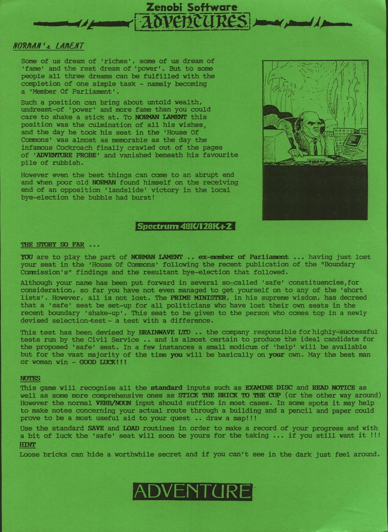 Screen from Norman's Lament