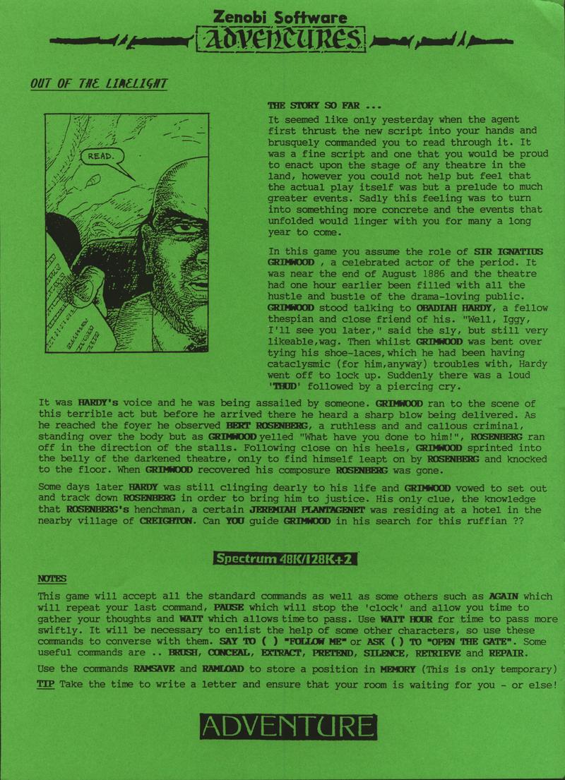 Screen from Out of the Limelight