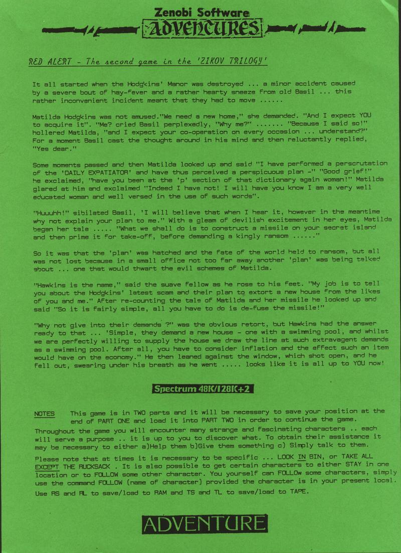 Screen from Red Alert