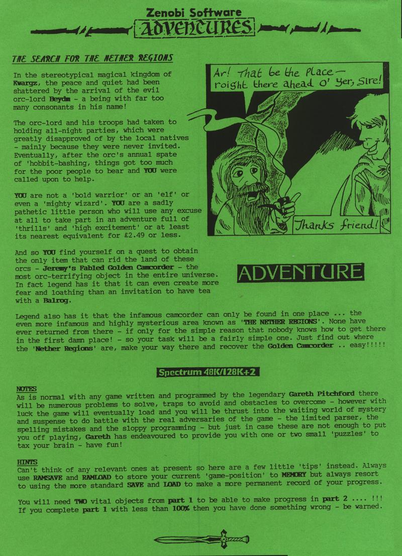 Screen from Search for the Nether Regions