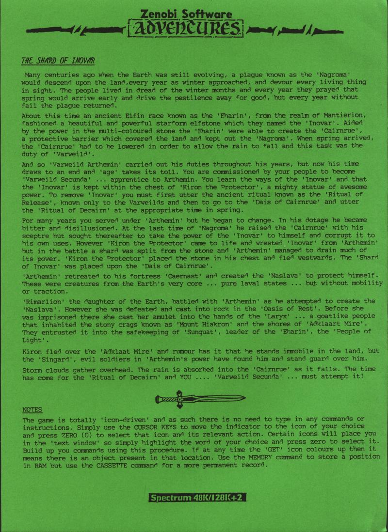 Screen from Shard of Inovar