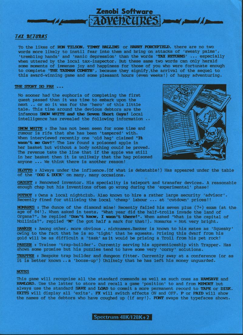 Screen from Tax Returns