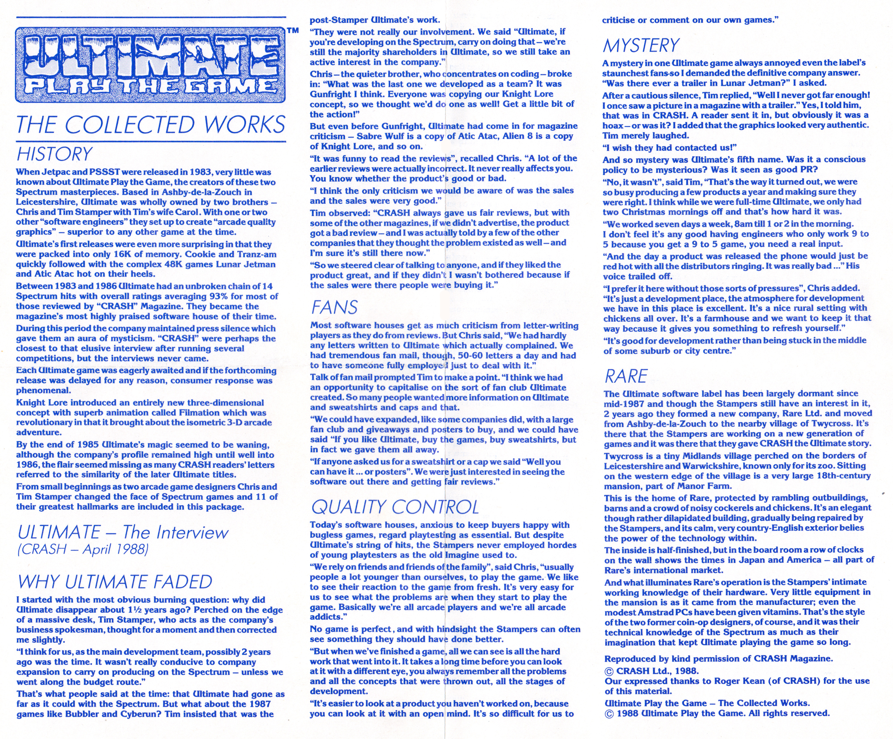 Screen from Ultimate Play The Game: The Collected Works