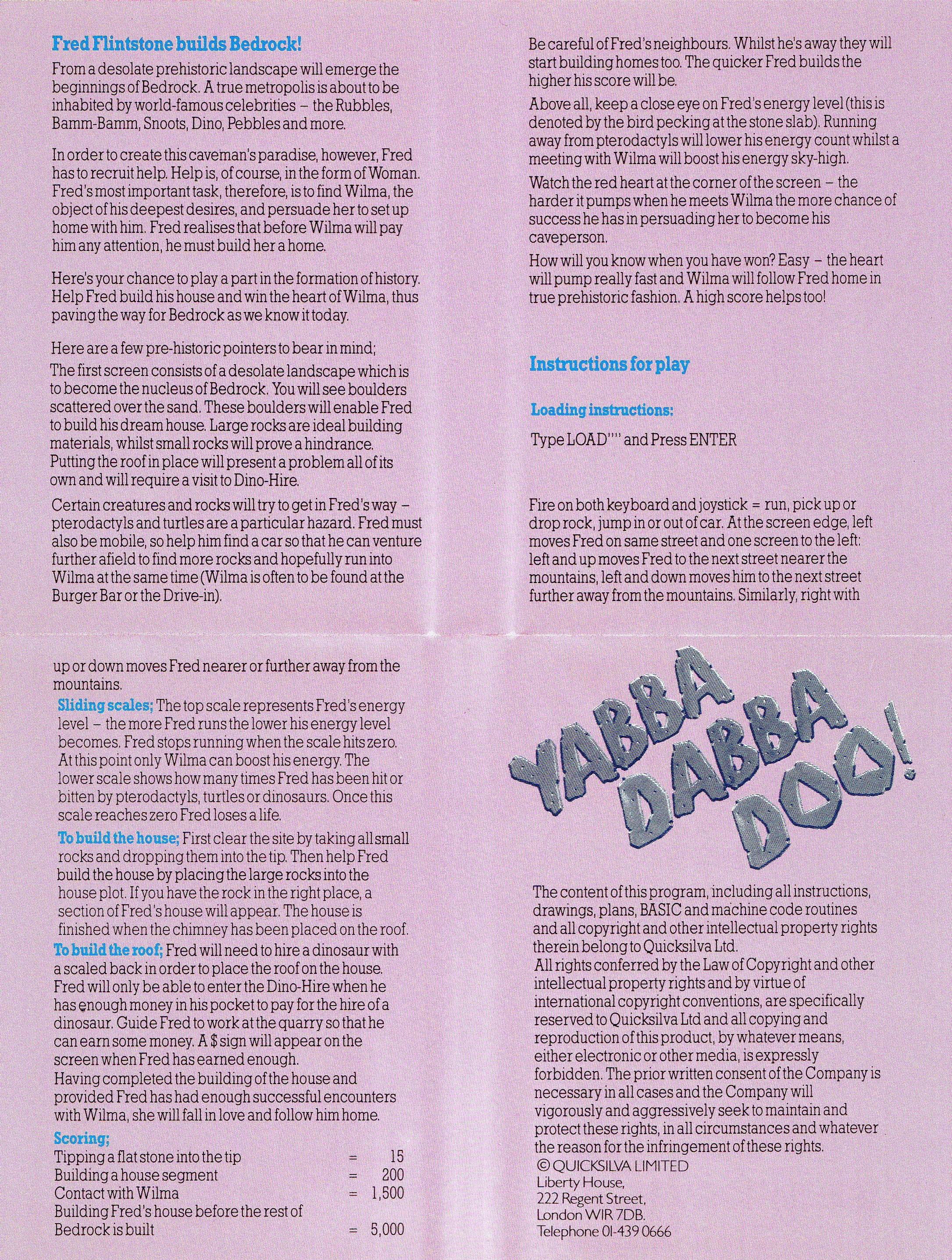 Screen from Yabba Dabba Doo!
