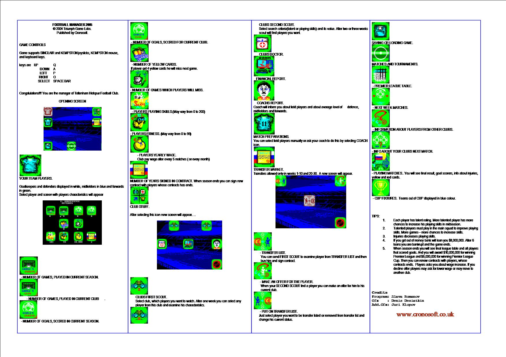 Screen from ZX Football Manager 2005