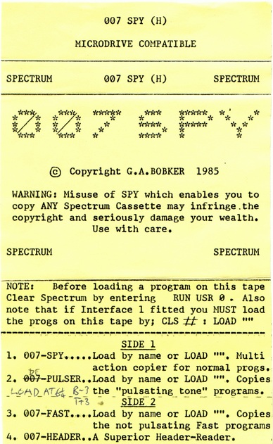 Screen from 007 Spy H