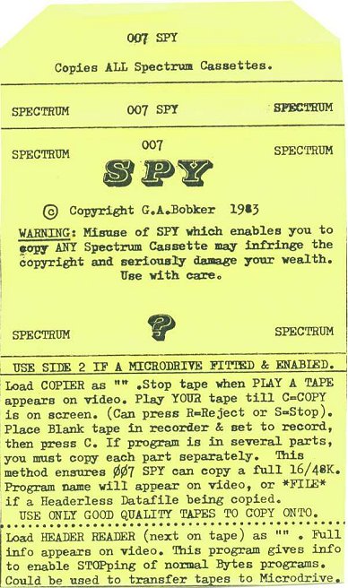 Screen from 007 Spy