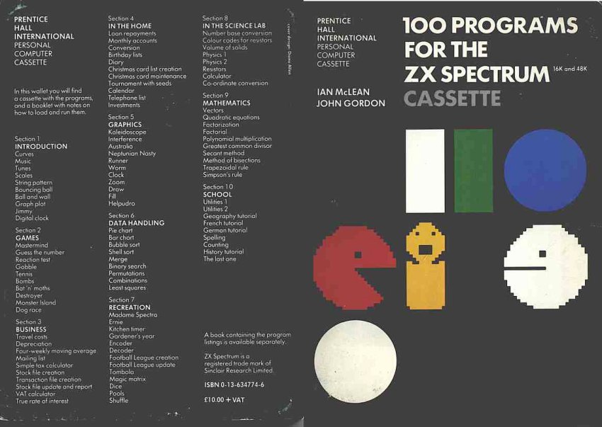 Screen from 100 Programs for the ZX Spectrum