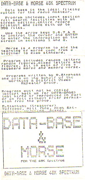 Screen from Data-Base + Morse