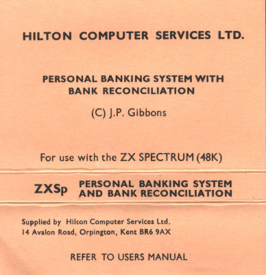 Screen from Personal Banking System