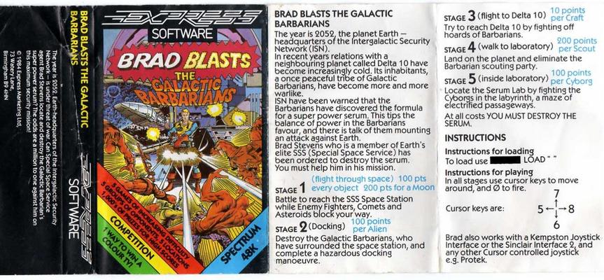 Screen from Brad Blasts the Galactic Barbarians