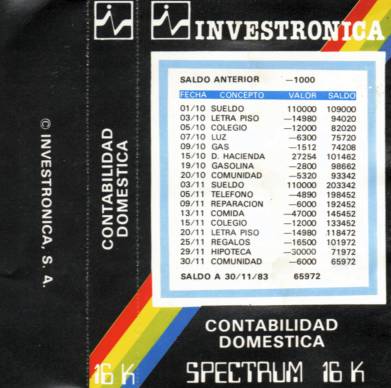 Screen from Contabilidad Domestica