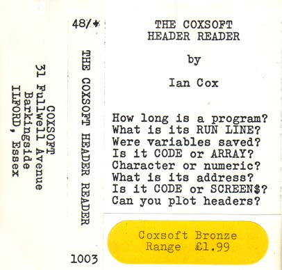Screen from The Coxsoft Header Reader