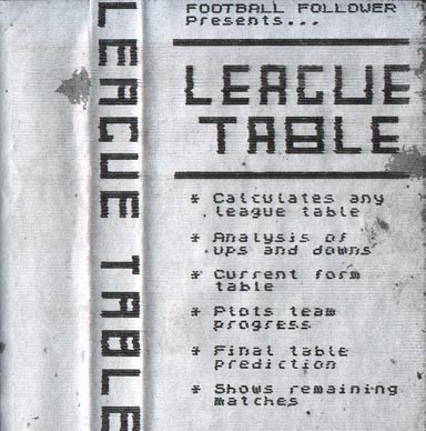 Screen from League Table