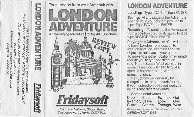 Screen from London Adventure