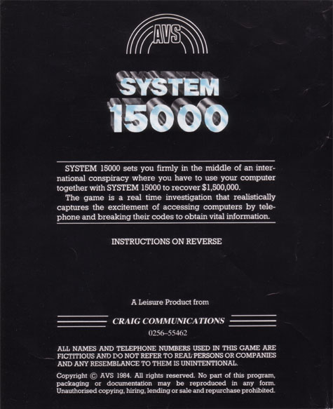 Screen from System 15000 - 2nd Edition