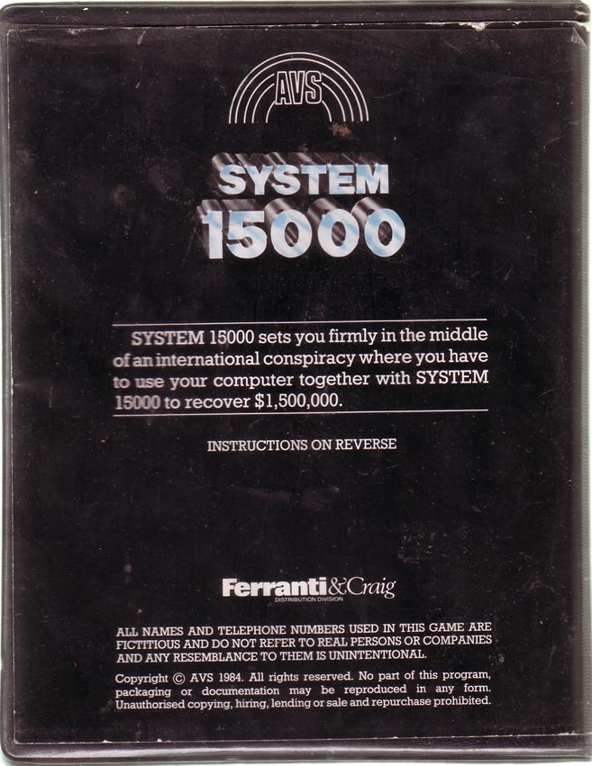 Screen from System 15000