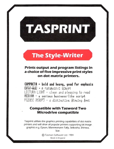 Screen from Tasprint